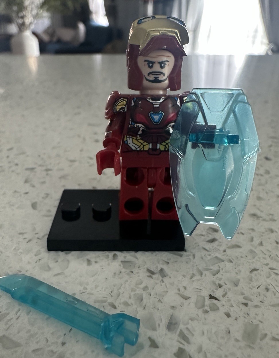 LEGO Iron Man Minifigure - Shield Sword Marvel Avengers Tony Stark