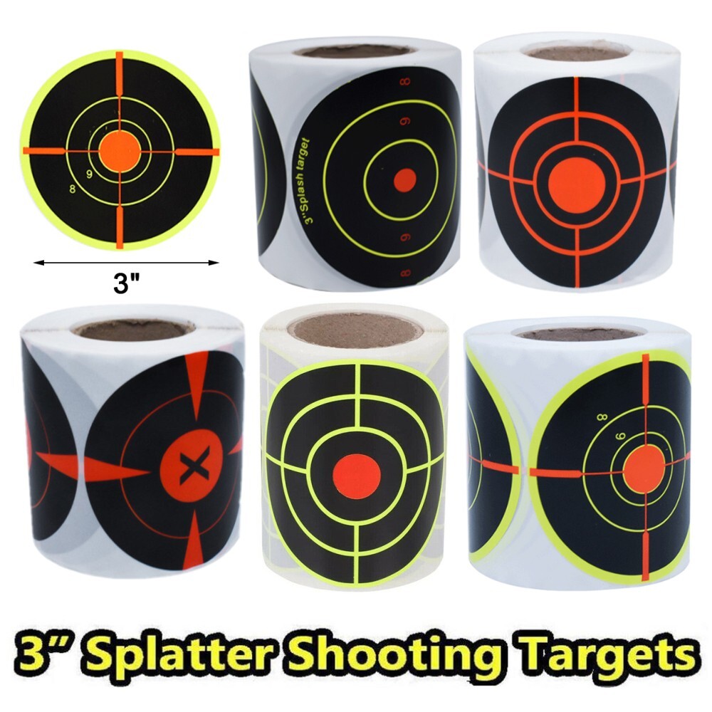 Splatter Target Stickers 3" Self-Adhesive Reactive Targets Paper for Shooting