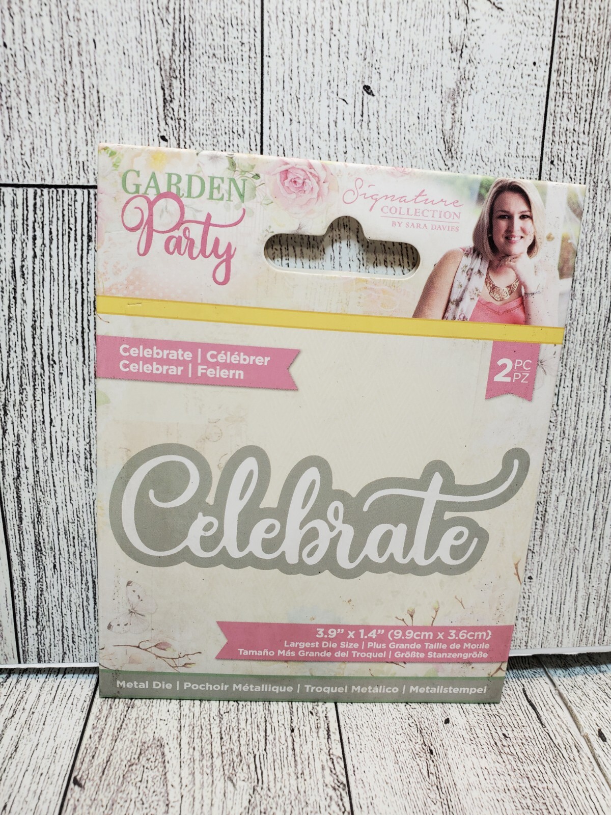 CS3 Crafters Companion  Garden Party CELEBRATE 3.9" X 1.4" Metal Die NEW