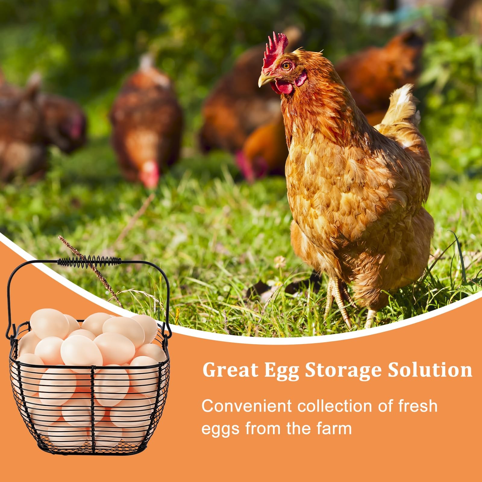 2 PCS 7" Black Square Wire Egg Baskets for Fresh Egg With Handle, Small Metal...