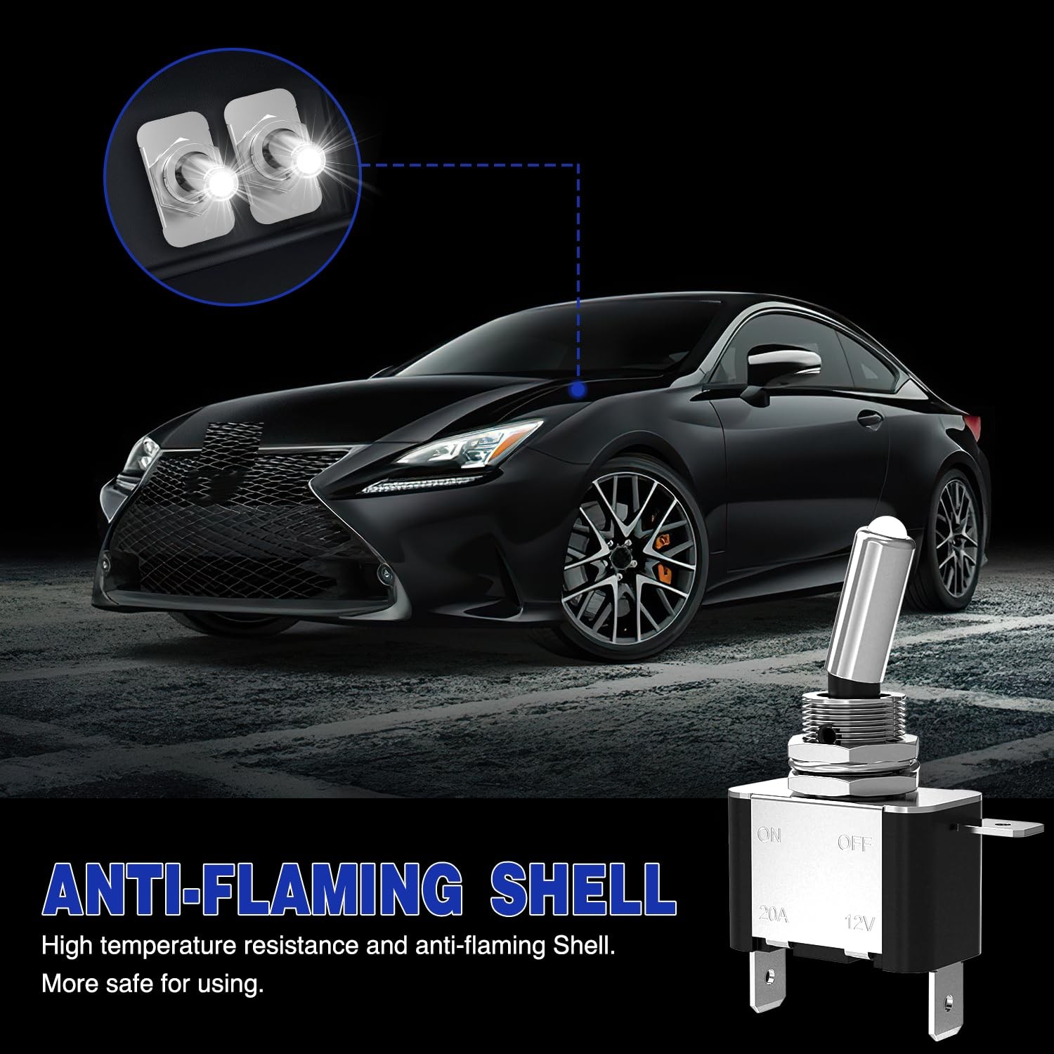 Nilight Toggle Switch on Off White LED 12V 20A 3Pin 2 Position SPST 3PC for Boat