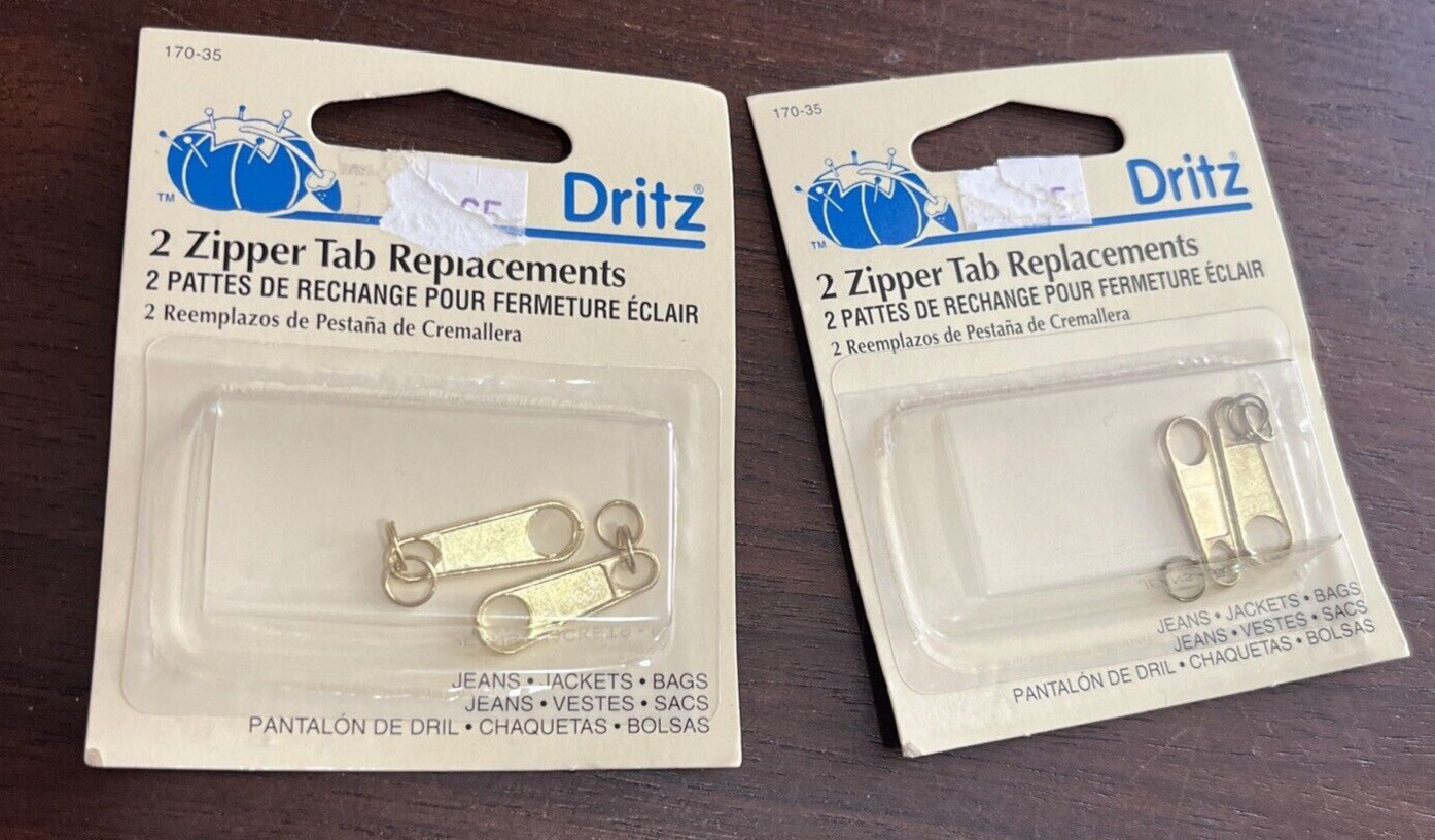 Lot of 2 packages - Dritz Zipper Tab Replacements - 2 Per package #170-35