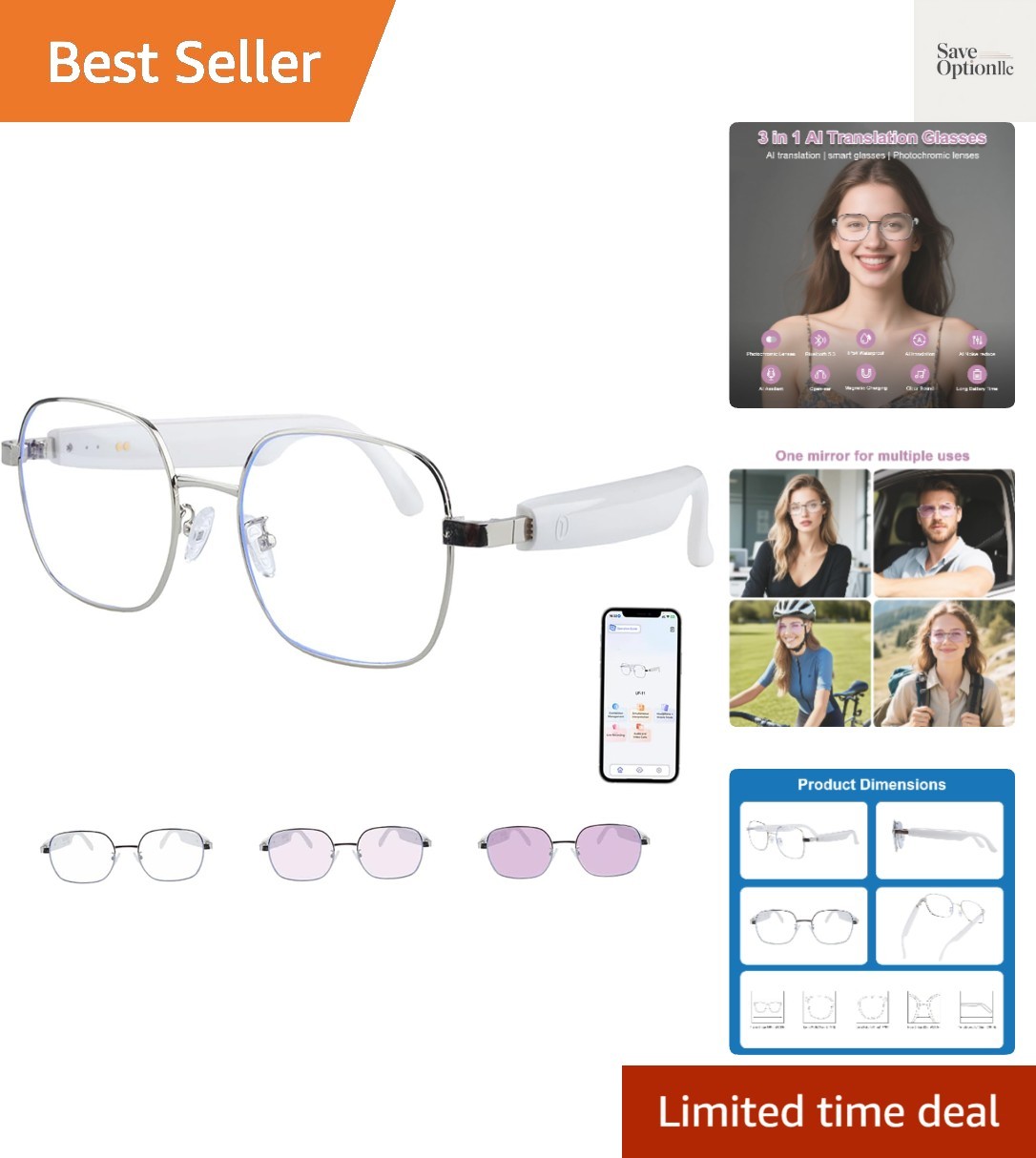 Al Smart Glasses for Women- Bluetooth Translation Glasses with 164 Languages,...
