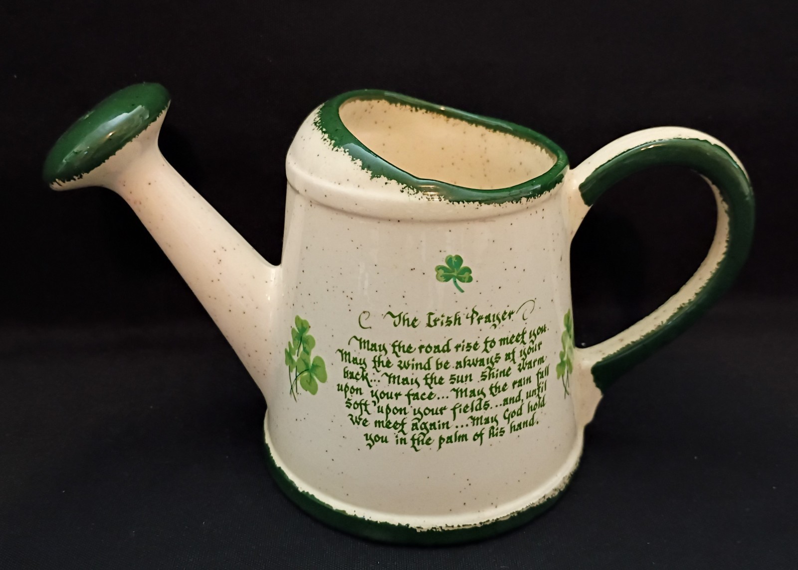 1970's RAE KINNAIRD *Signed* Ceramic Watering Can Planter 🍀"The Irish Prayer"🍀