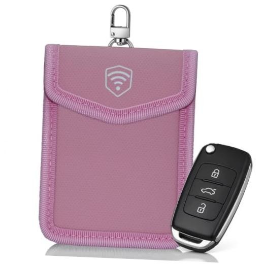 Faraday Pouch for Key Fob, Waterproof Signal Blocking Case with RFID Pink