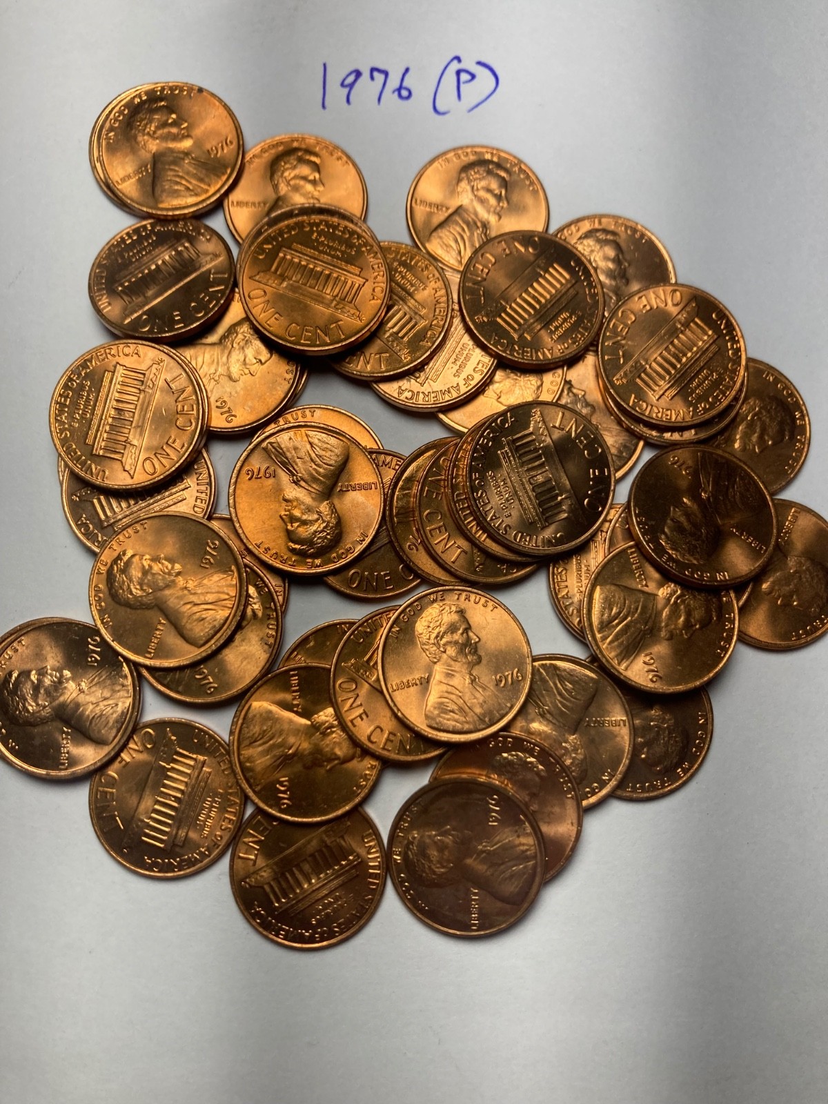 1976 (P) "BU"  LINCOLN MEMORIAL CENT PENNY ROLL  50 COINS