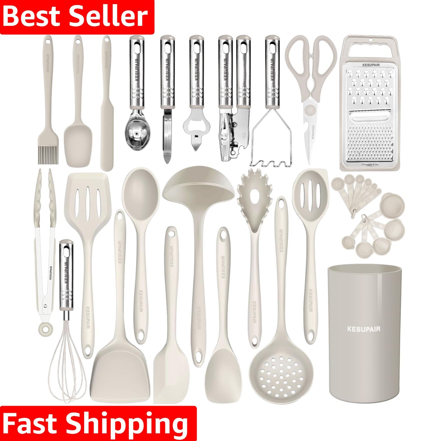 Kitchen Utensils Set - 446°F Heat Resistant Silicone Cooking Utensils Set-Kit...