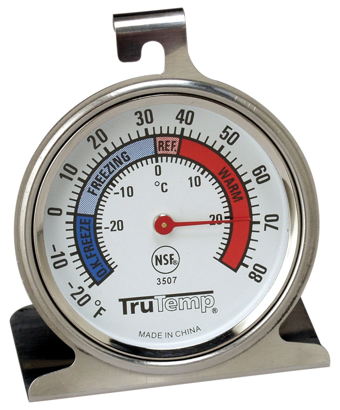 Taylor Precision Products 3507FS Refrigerator Freezer Thermometer Red,Silver