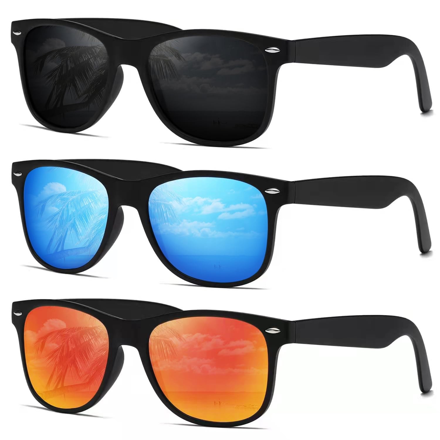 DEMIKOS Sunglasses Men free, A01-grey/Ice Blue Mirror Lens/Red Lens