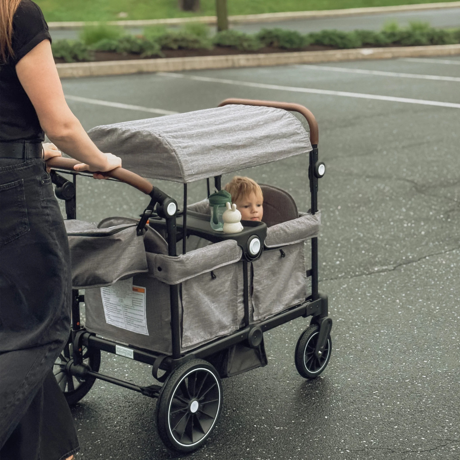 Collapsible Wagon Stroller for 2 Toddlers with Adjustable Canopy, 44 Pounds, ...