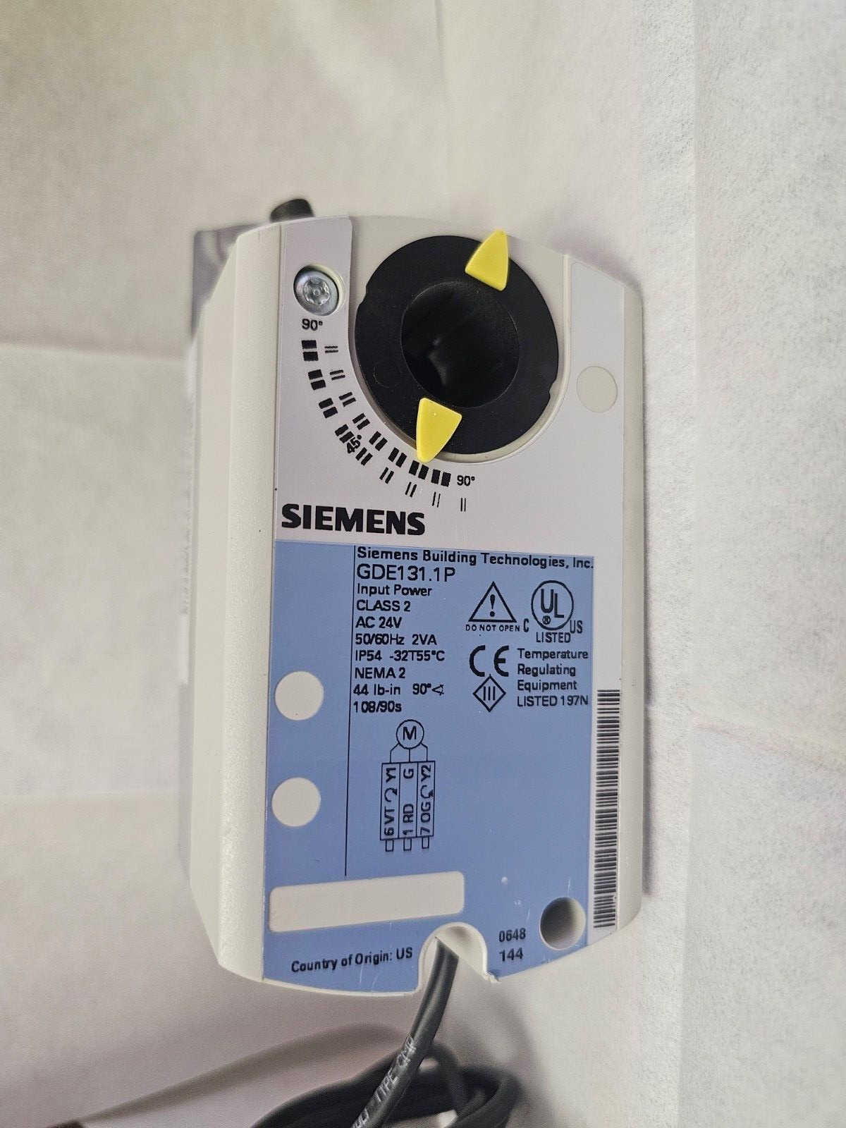 Siemens OpenAir Damper Actuator GDE131.1P , Non Spring Return, 24V