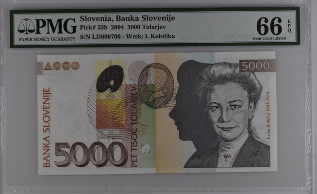 Slovenia (Pre Euro) 5000 Tolarjev 2004 P33b UNC / PMG GEM66EPQ