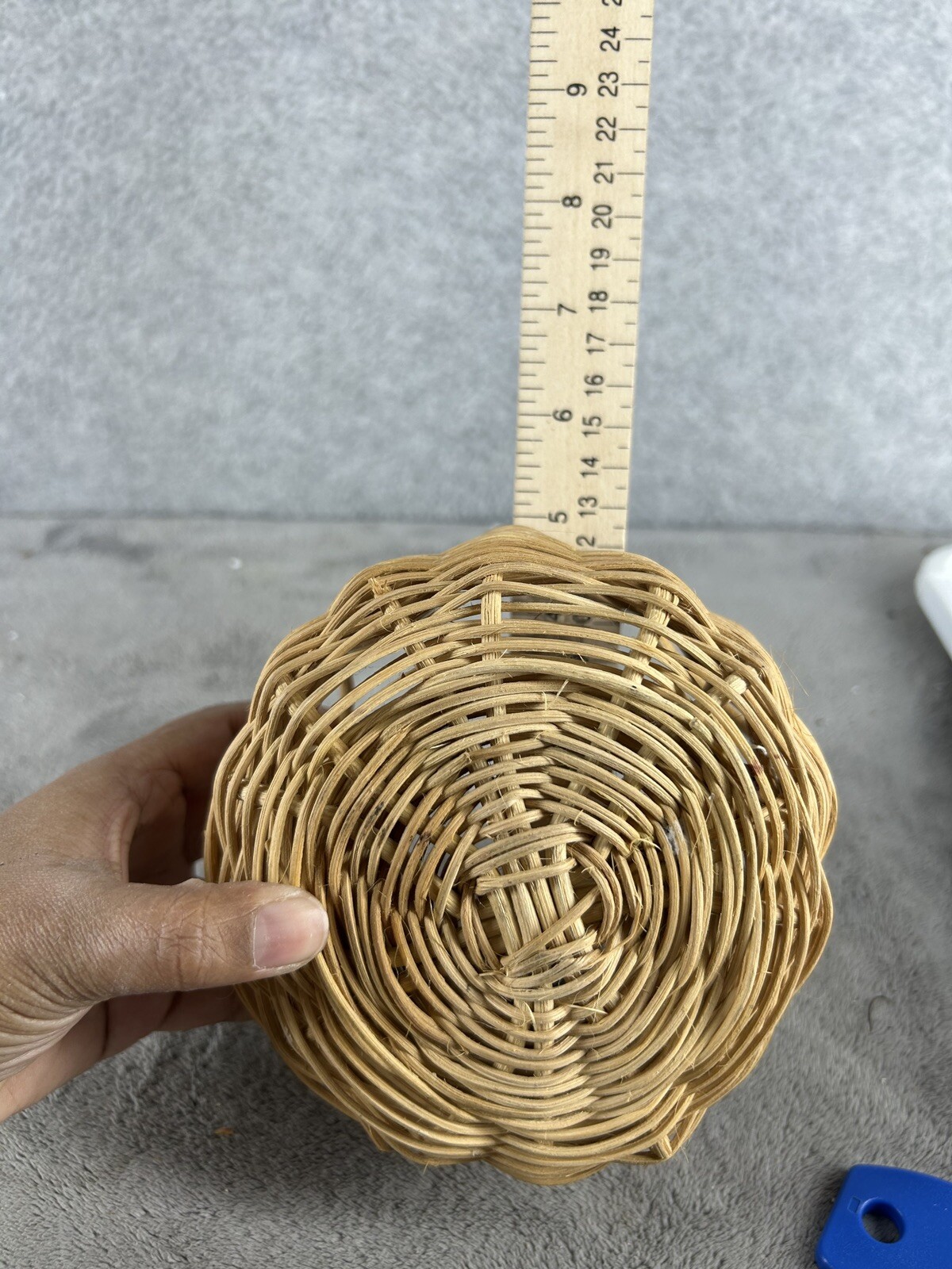 Vintage Small Wicker Woven Storage Basket 3.5" X 5"