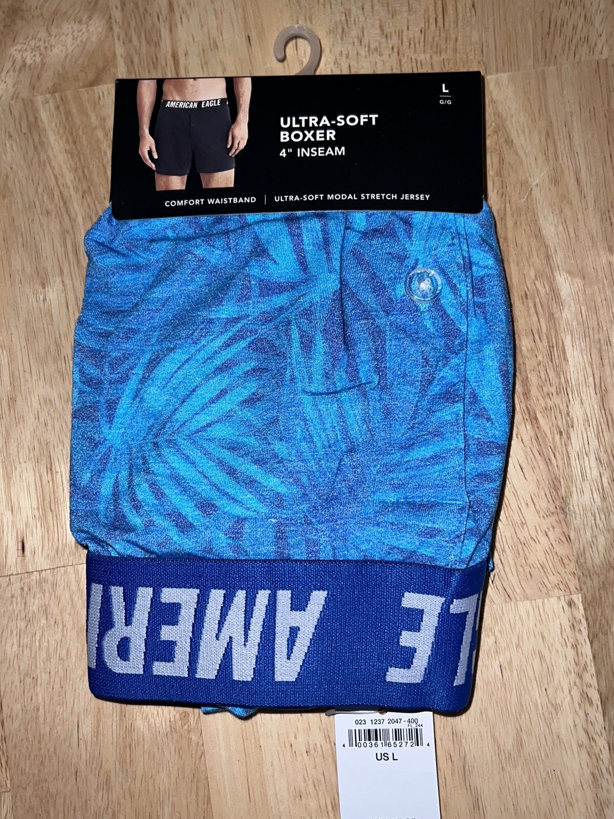 LARGE  AMERICAN EAGLE ULTRA SOFT LEAF PRINT BLUE BOXER BNWTS