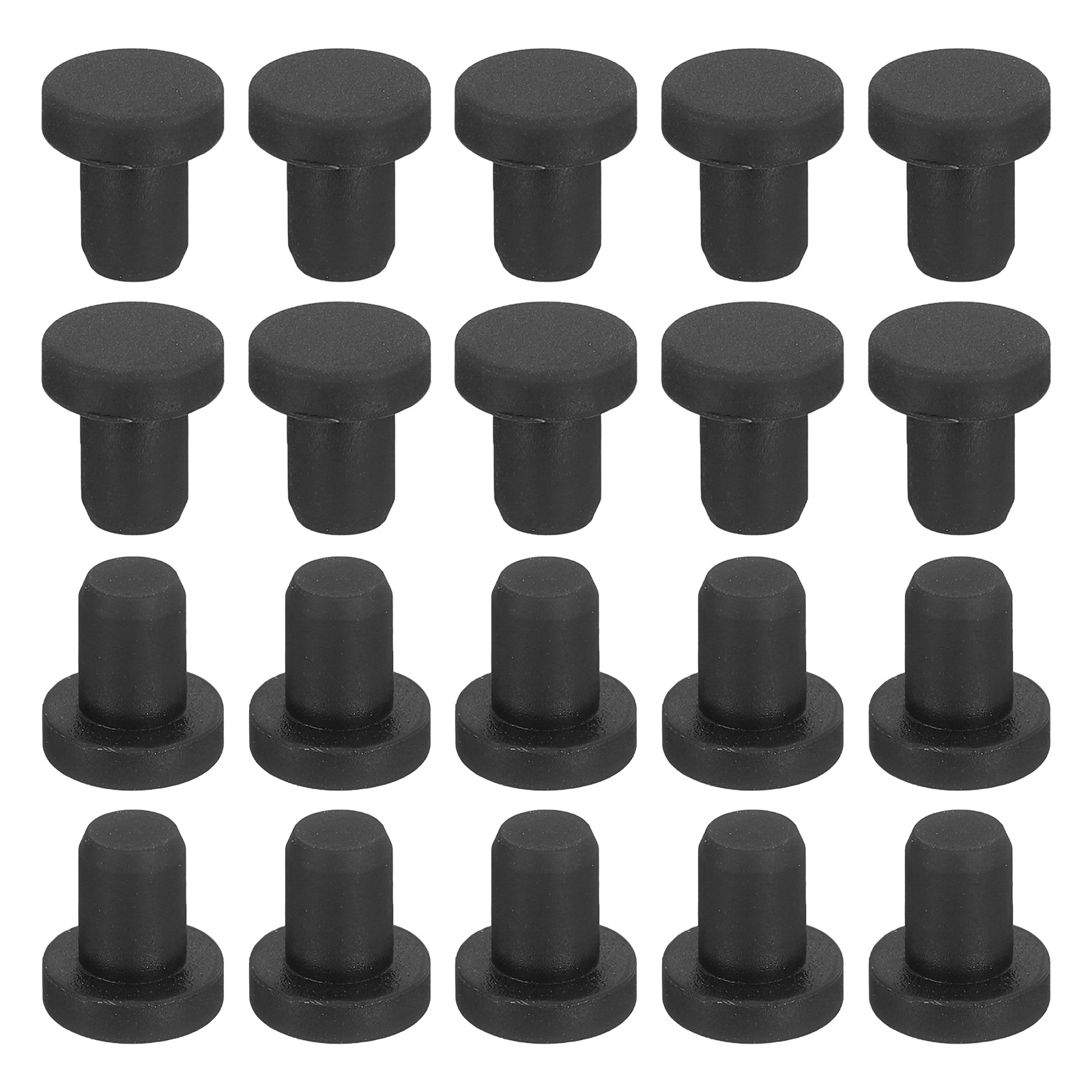 30-Pack Black Rubber Stopper Plugs, 4.4mm Plug Holes for 4-4.3mm/0.16-0.17" Hole