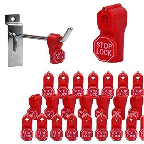 100Pcs Anti-Theft Peg Hook Locks with Stop Sign for Retail Display Security
