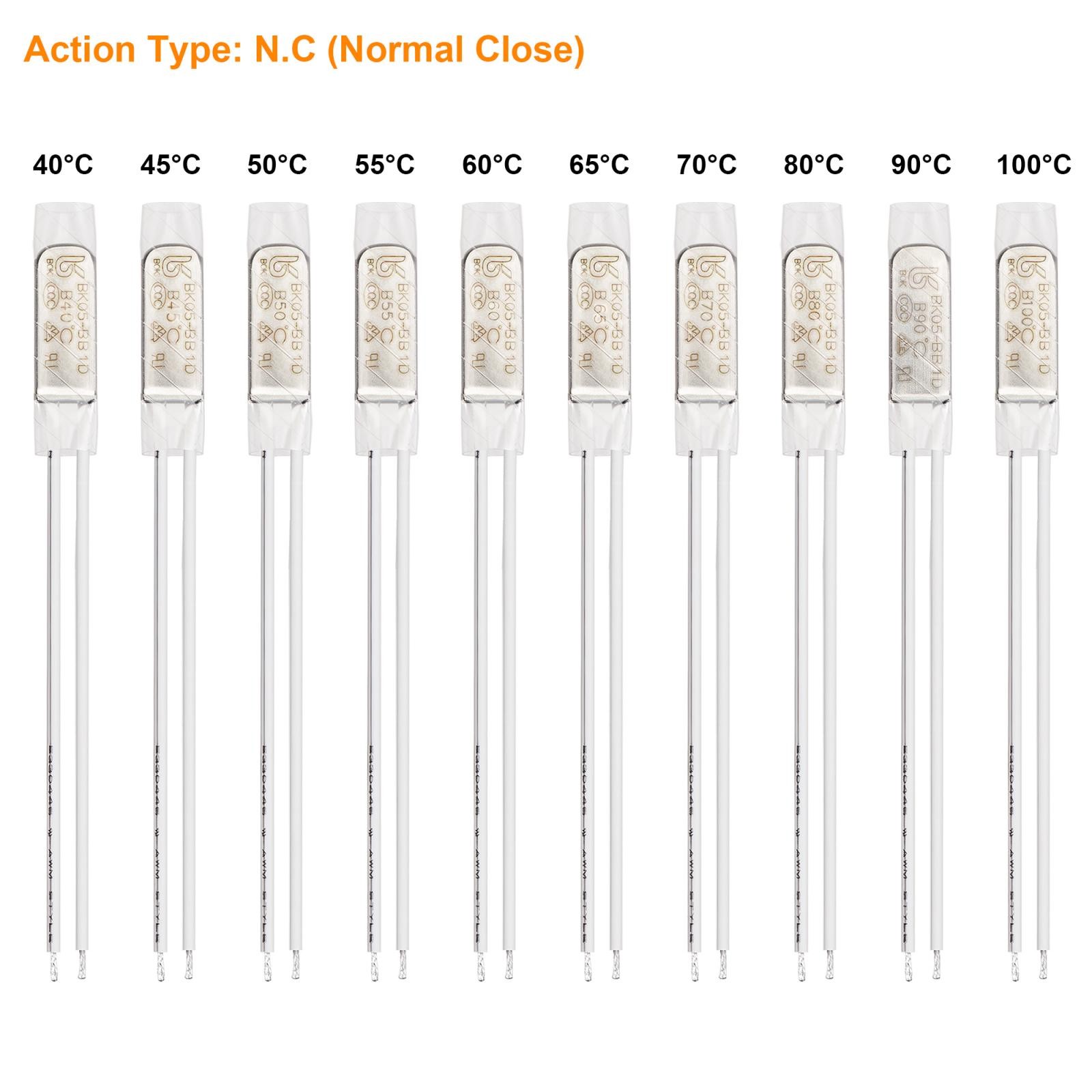 10pcs KSD9700 Thermostat, N.C 40-100°C Temperature Control Switch Assortment