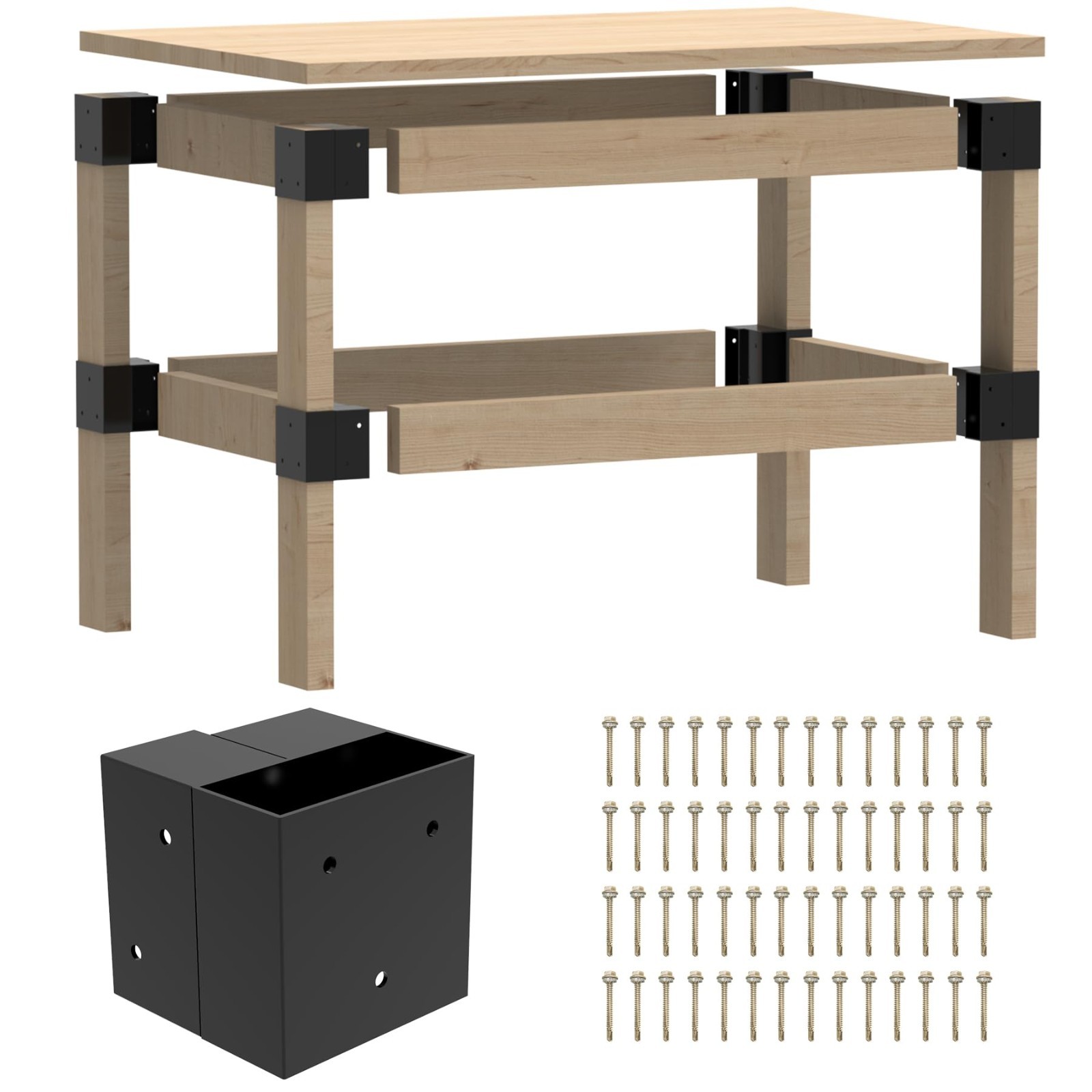 Heavy Duty 2' x 4' Workbench Kit - 8 PCS Metal Brackets for DIY Garage Table