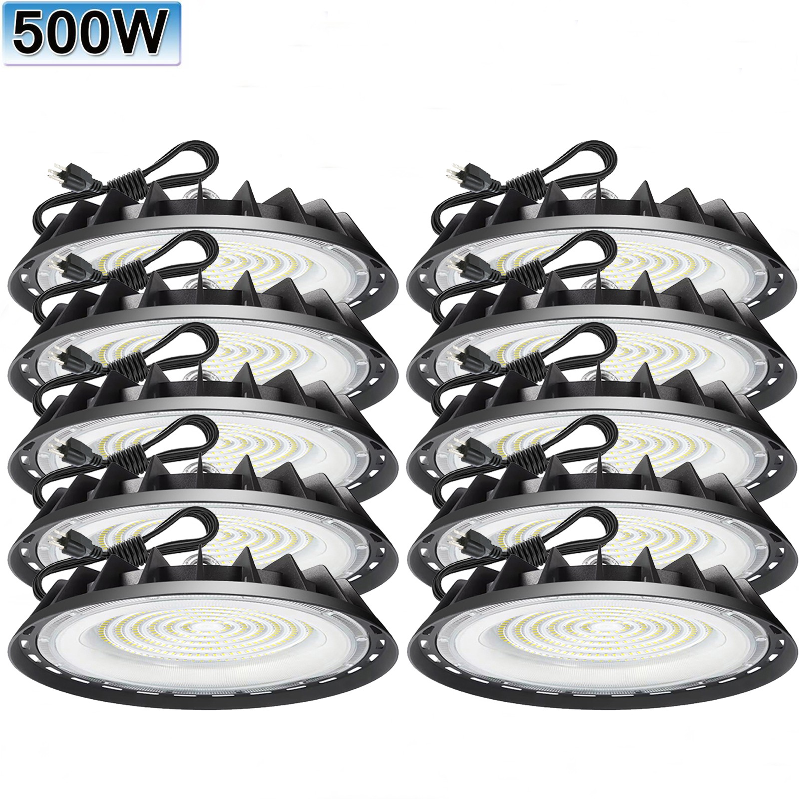 10Pack 500W UFO Led High Bay Light Commercial Industrial Factory Warehouse 6000K