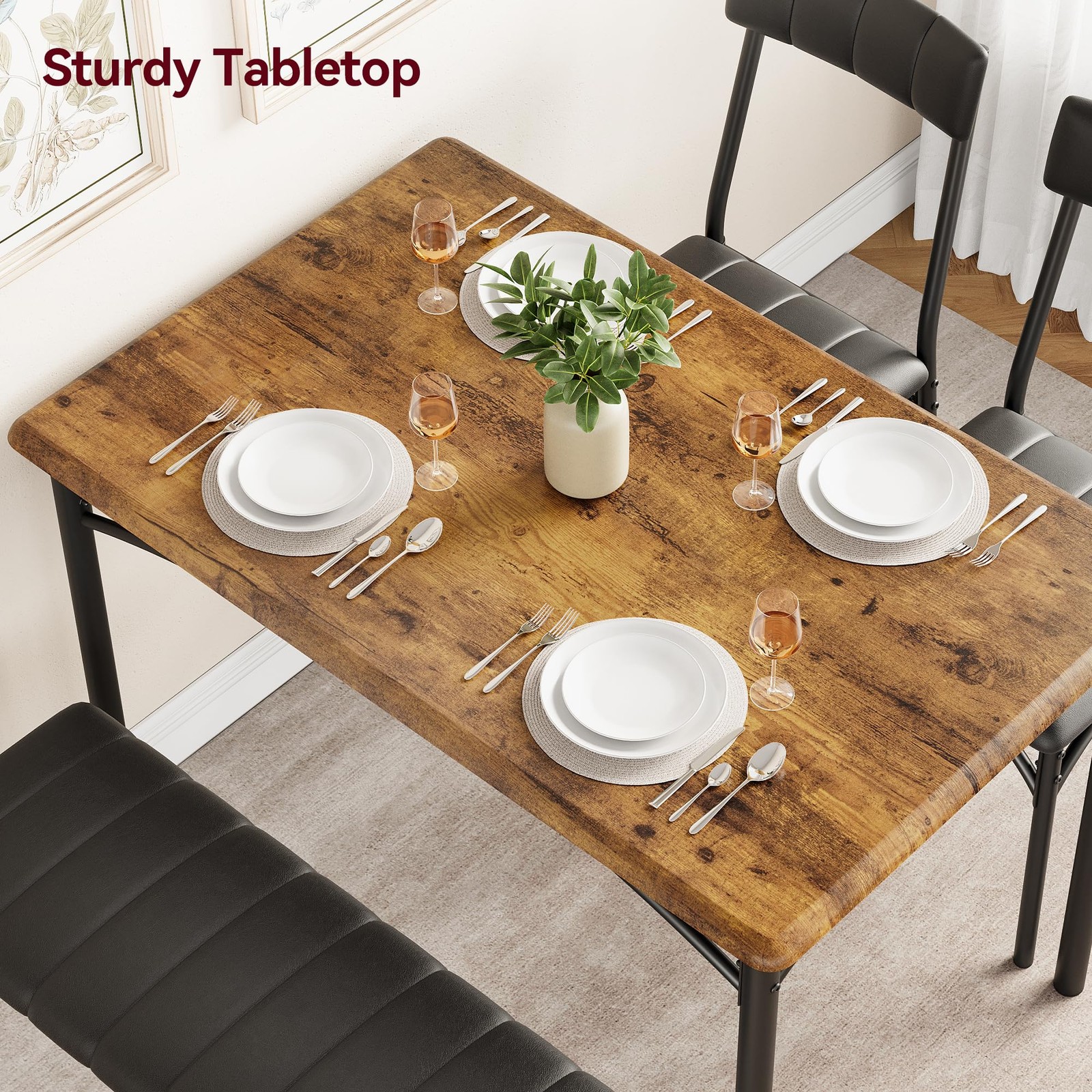 Modern Kitchen Table and Chairs ,Dining Room Table Set with Upholstered Bench