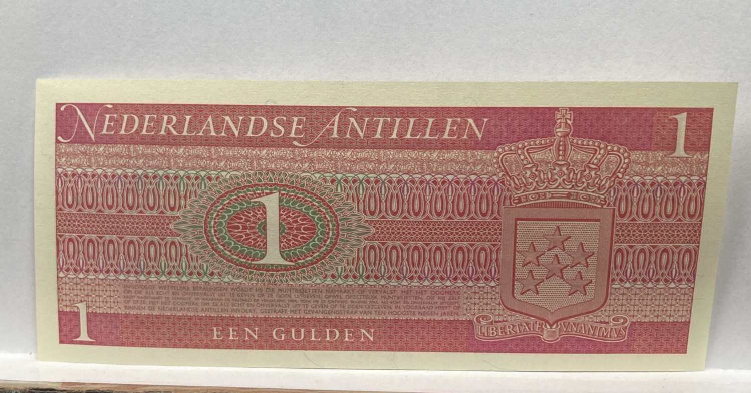 NETHERLANDS ANTILEES 1970 1 GULDEN P-20 UNC Nanknote