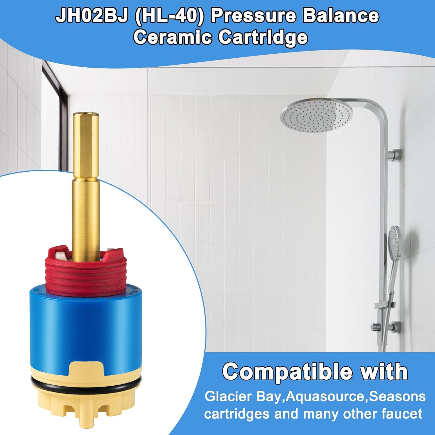 JH02BJ (HL-40) 4.25" Pressure Balance Ceramic Cartridge, Shower Cartridge Replac