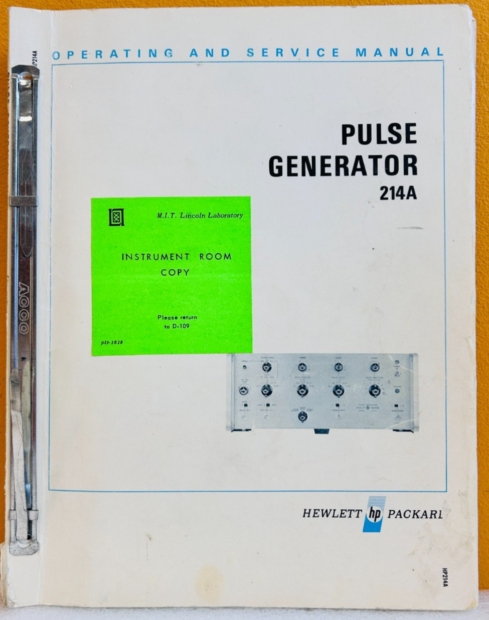 HP 00214-90908 Model 214A Pulse Generator Operating & Service Manual.