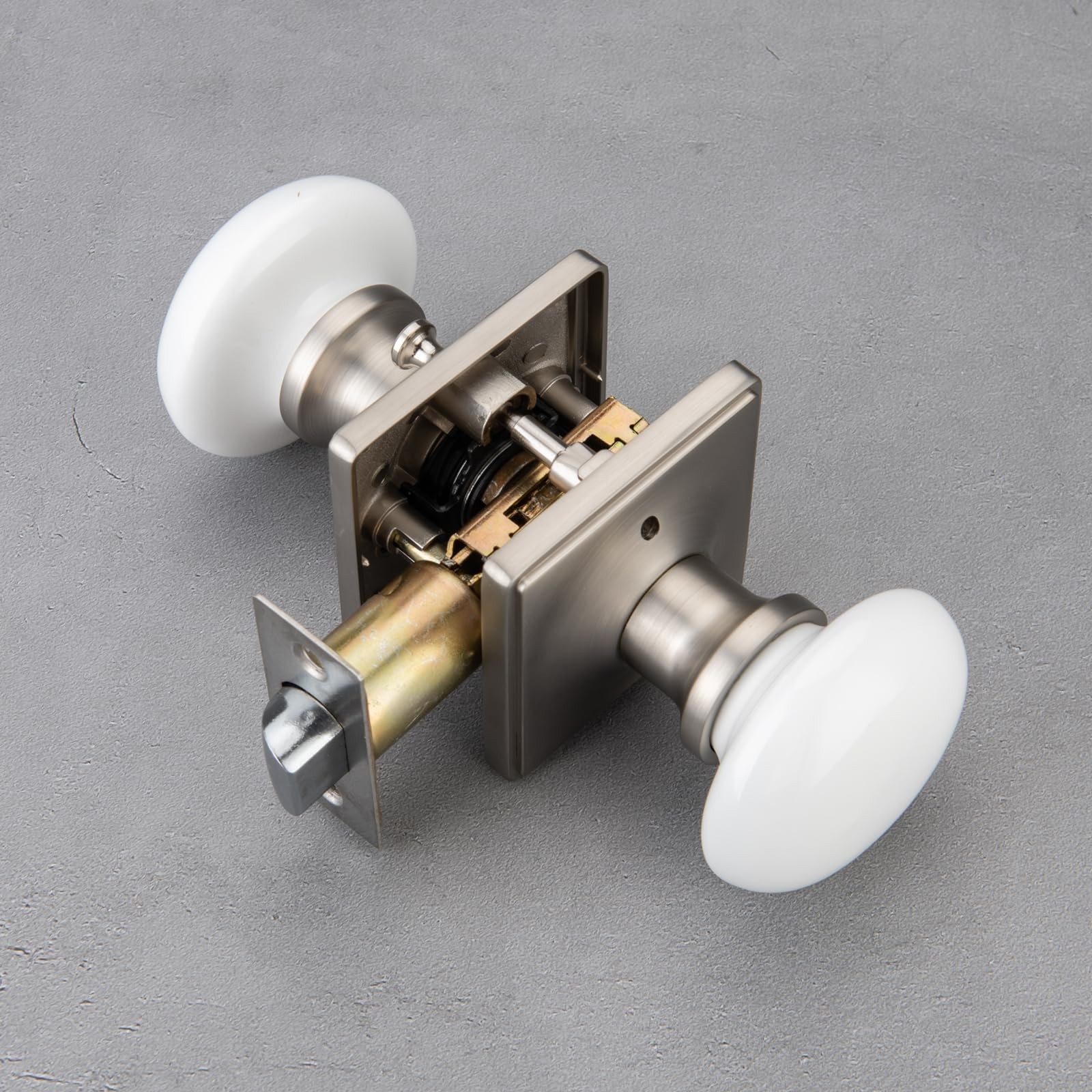 NCL White Door Knobs, Door Knob Interior, Porcelain Square Door Levers, Satin...