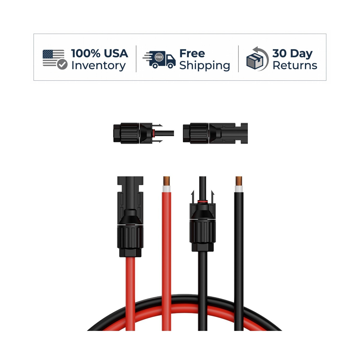 VEVOR 50FT Solar Panel Extension Cable 10AWG MC4 Connectors Red Black Set
