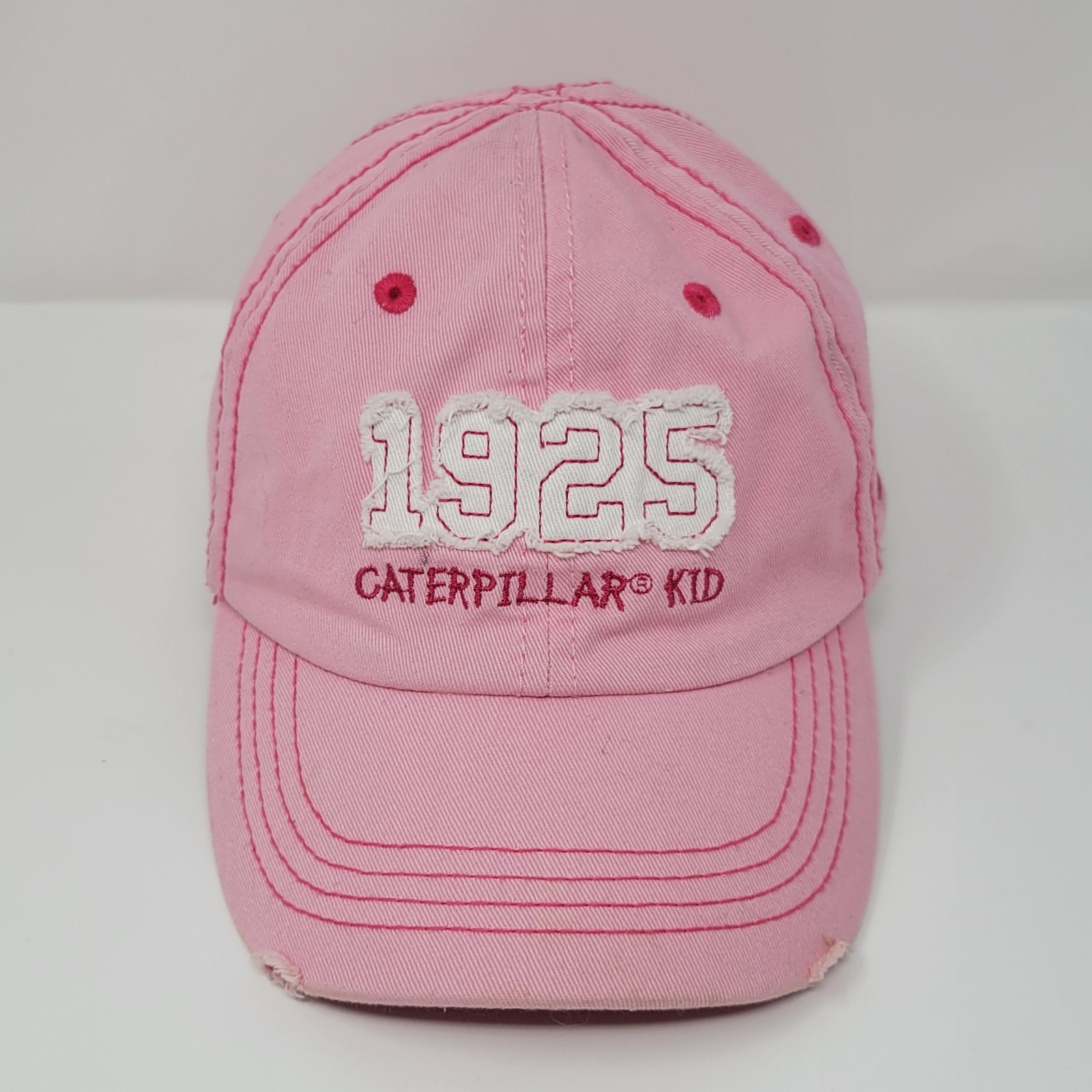 CAT 1925 Caterpillar Kid Baseball Cap Youth Pink Distressed Adjustable RARE