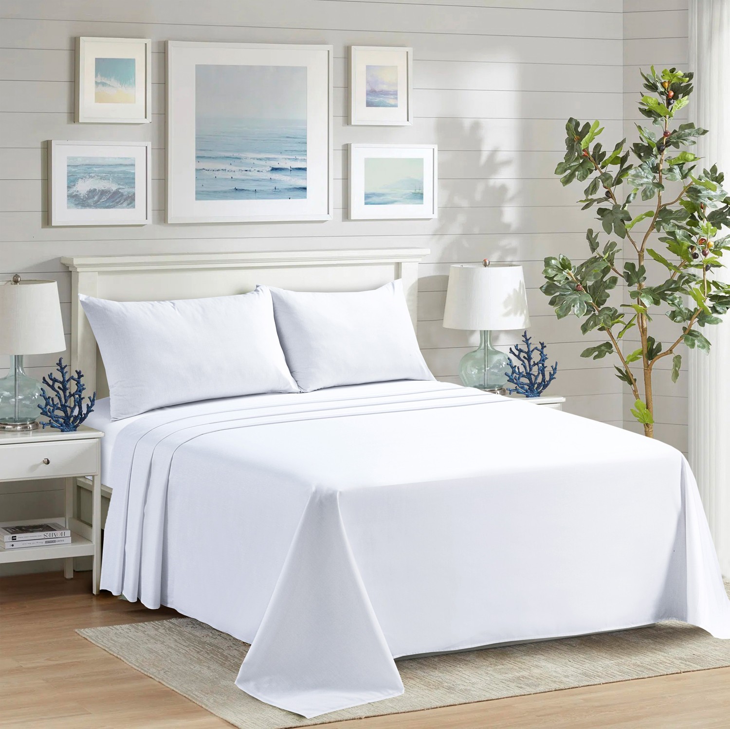 Hotel Luxury Flat Sheet Only, Soft Top Sheet Flat Bed Sheets USA Size Queen