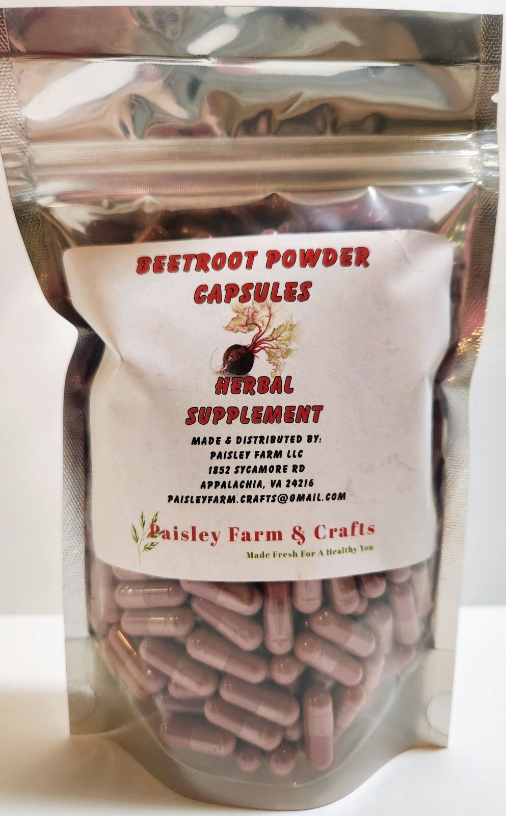 Beetroot Powder Capsules 300 Ct - Made Fresh On Demand!