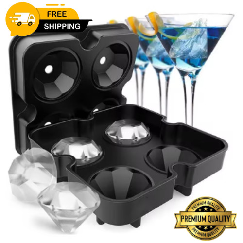 3D Diamond Silicone Ice Cube Tray Mold Whiskey Cocktail Ice Maker