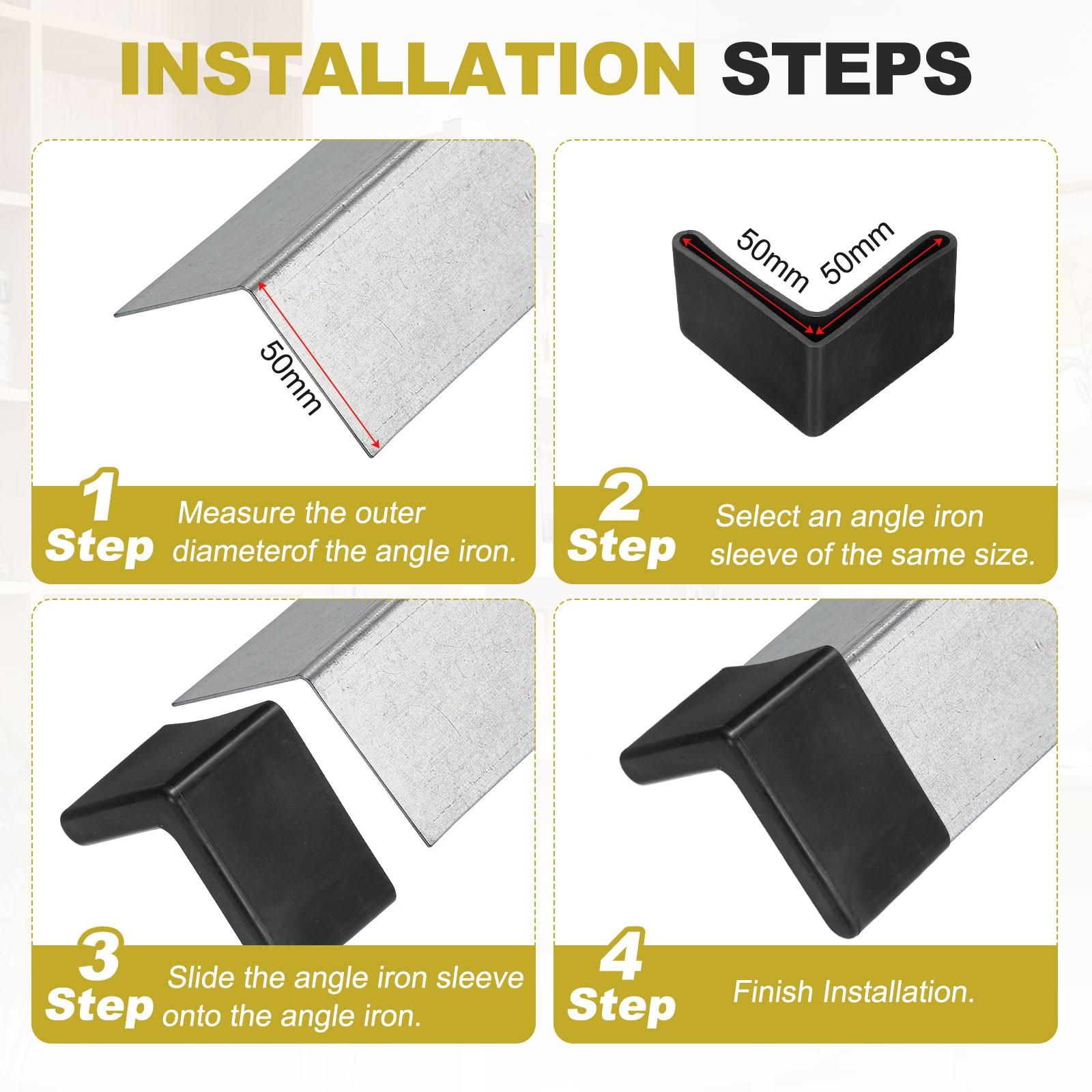 4Pcs 3" Bed Frame End Cap, Angle Iron Foot Pad Leg Protector, Black