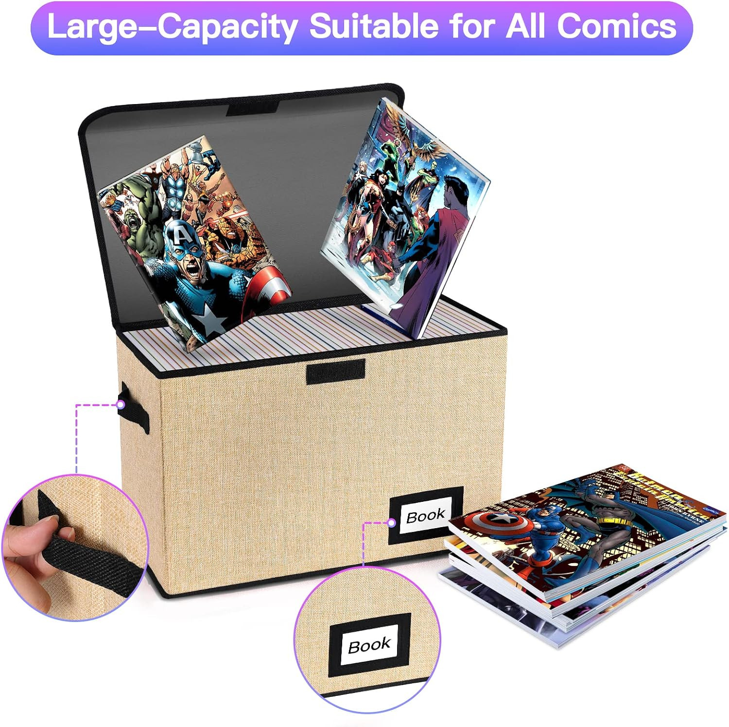 2 Pack Comic Book Storage Box, Protector Organizer, 15.8" X 7.8" X 11.8", Collap
