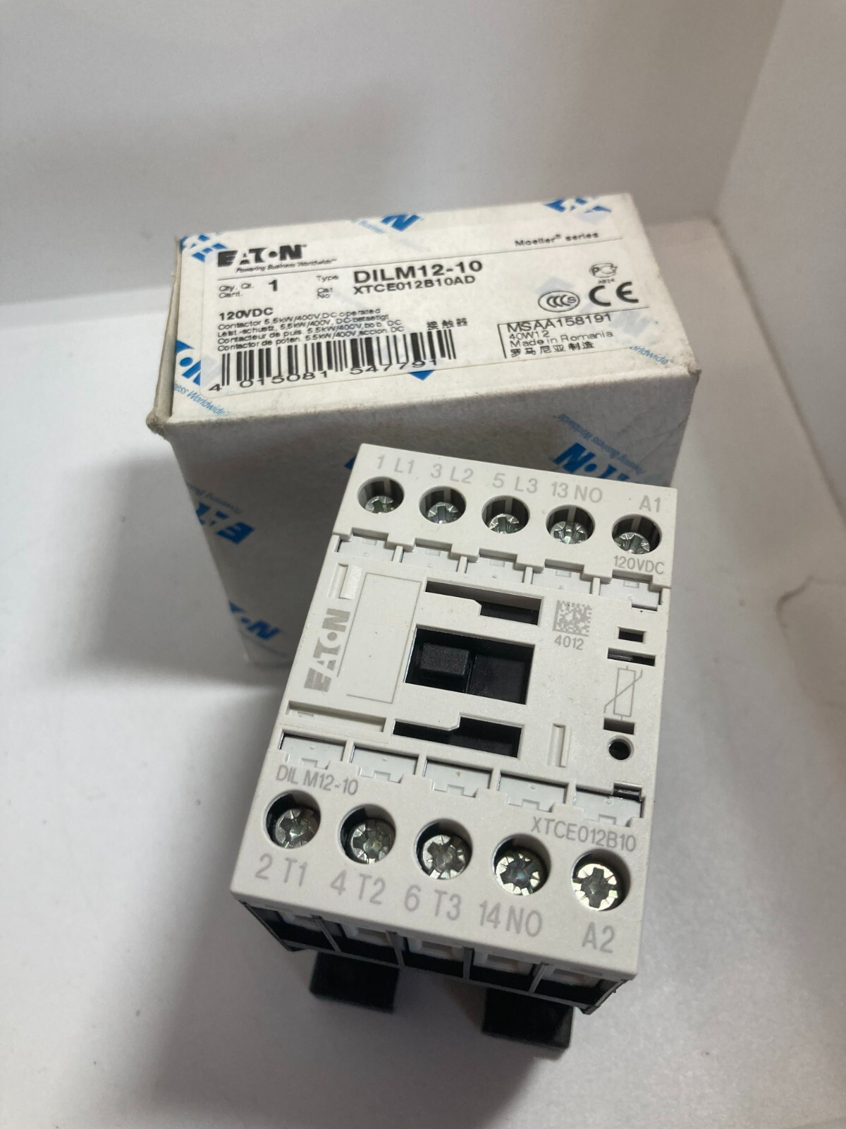 EATON DILM12-10 XTCE012B10AD CONTACTOR 5.5KW/400VDC NIB
