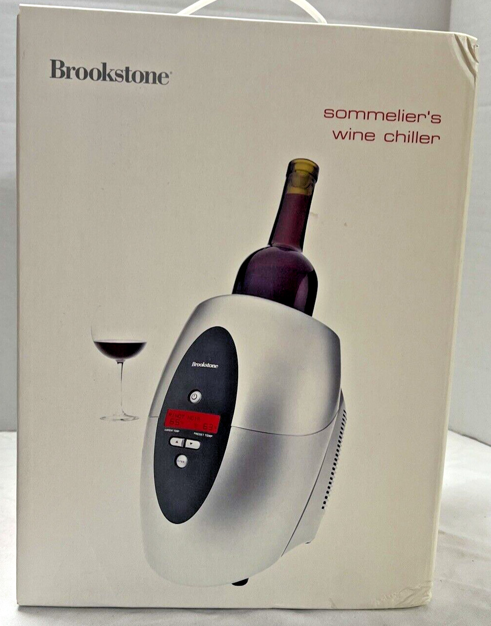 Brand New Brookstone Sommeliers Luxury Electric Table Wine Cooler Chiller Black