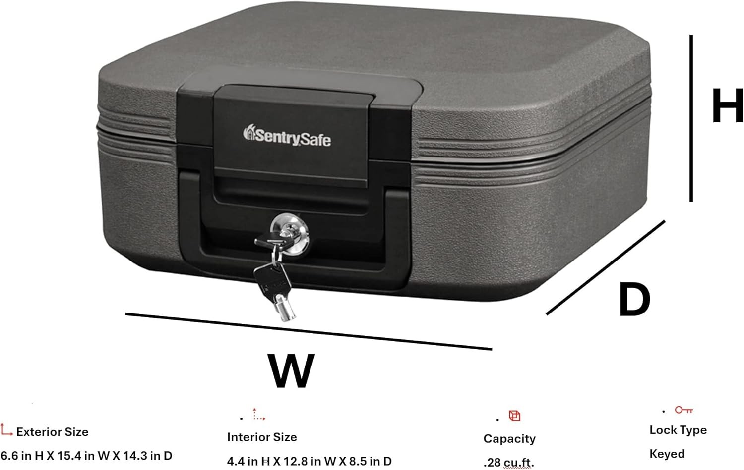SentrySafe Dark Gray Fireproof and Waterproof Safe with Key Lock, Grey