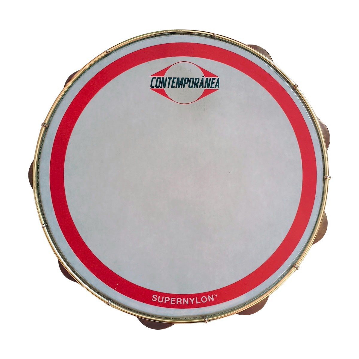 Contemporary Super Nylon Pandeiro 12 Brazilian Tambourine Formica Gold