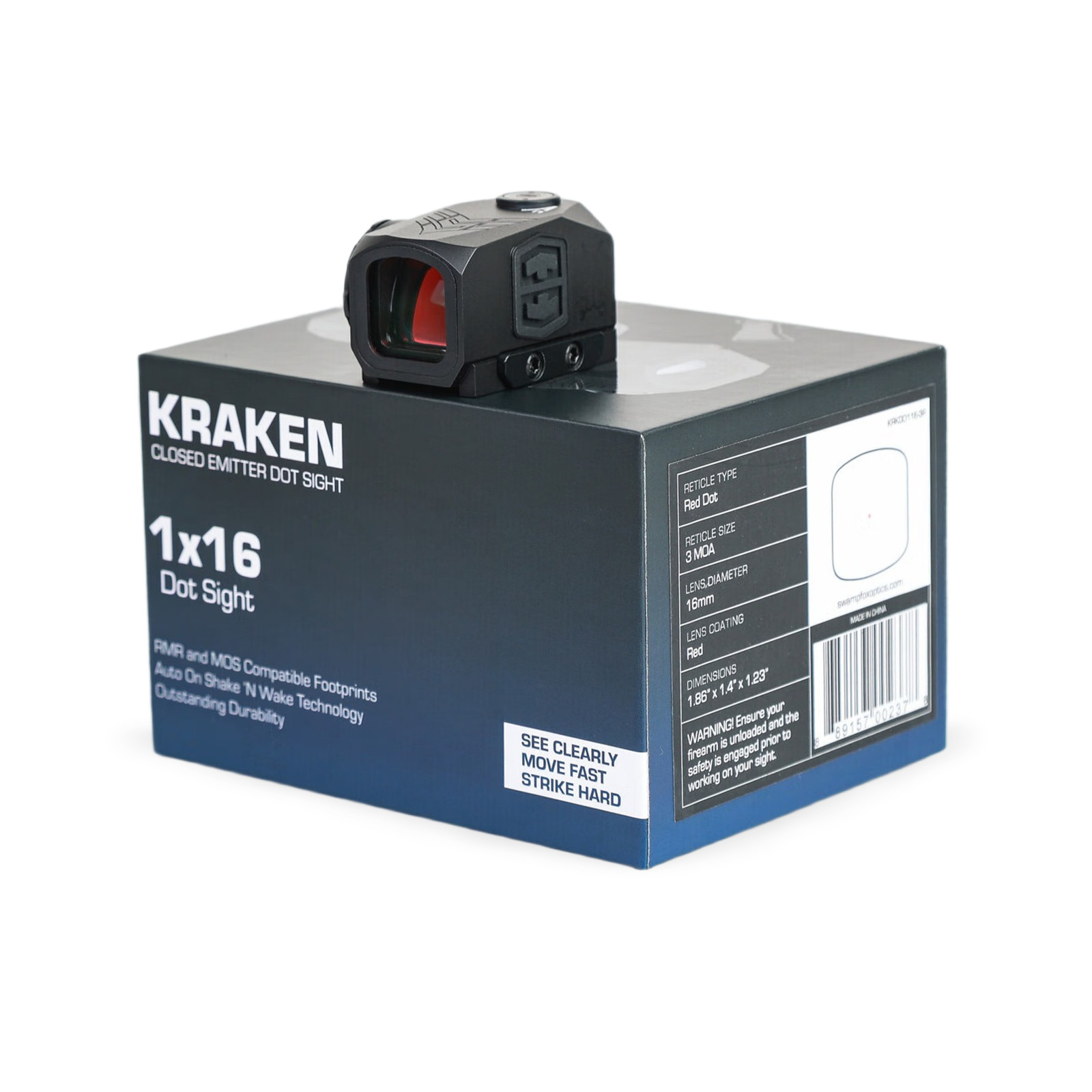 Swampfox Kraken Closed Emitter 1x16mm Red /Green Dot 3 MOA Sight For RMR and MOS
