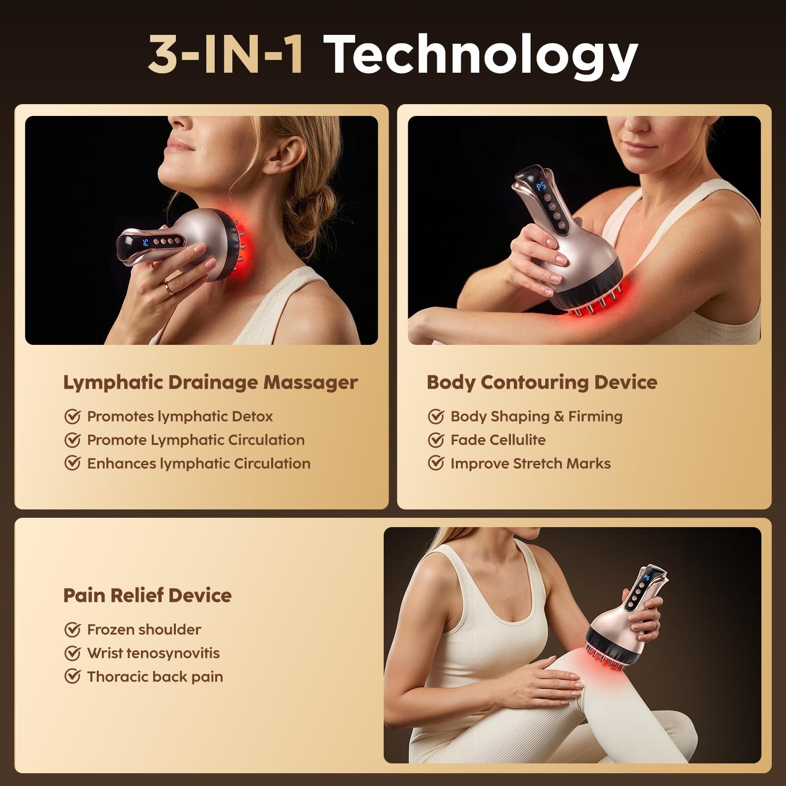 Lymphatic Drainage Massager & Anti-Cellulite Massage Tool, Body Sculpting Dev...