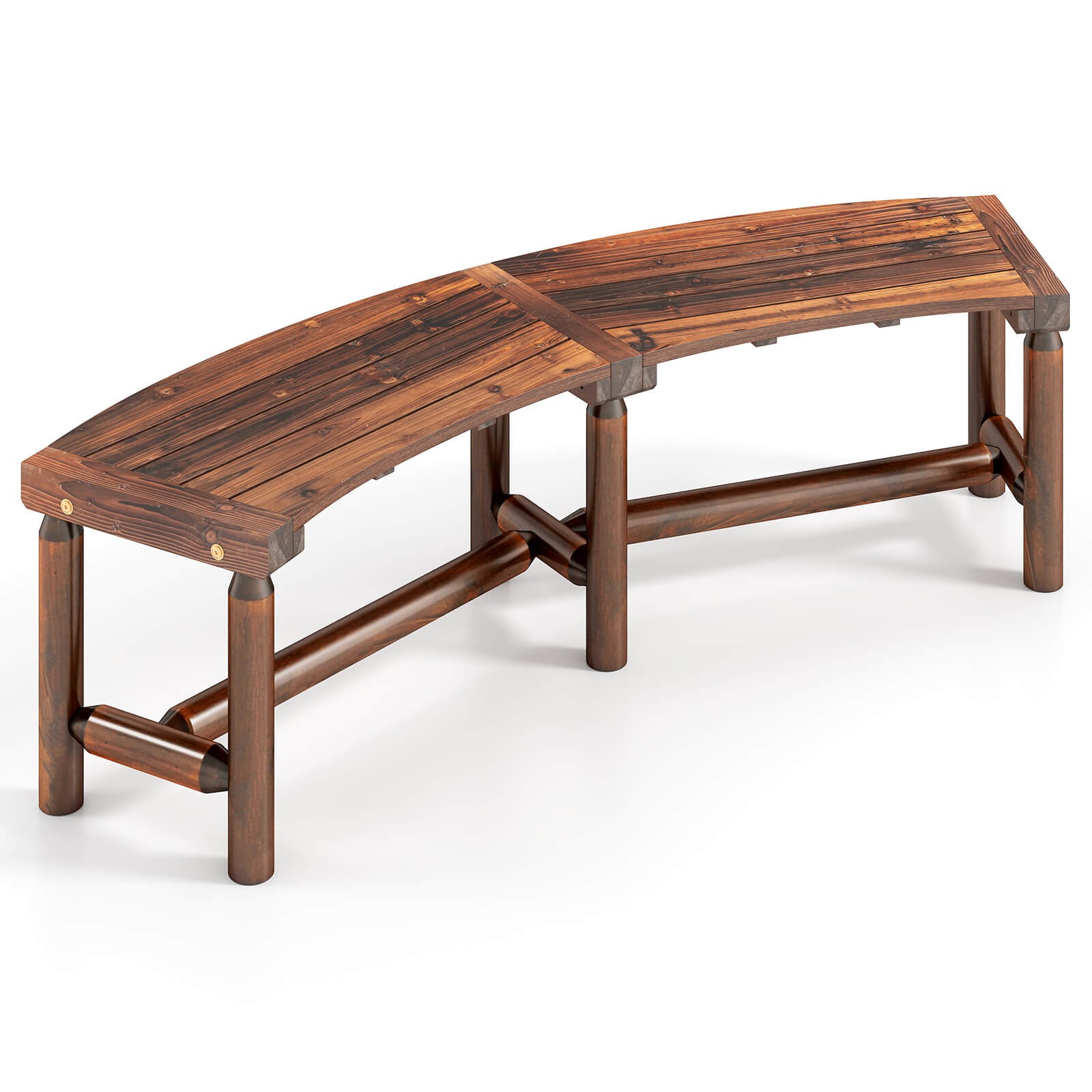 Patio Curved Bench for 2-3 People, Outdoor Loveseat for Backyard, Garden