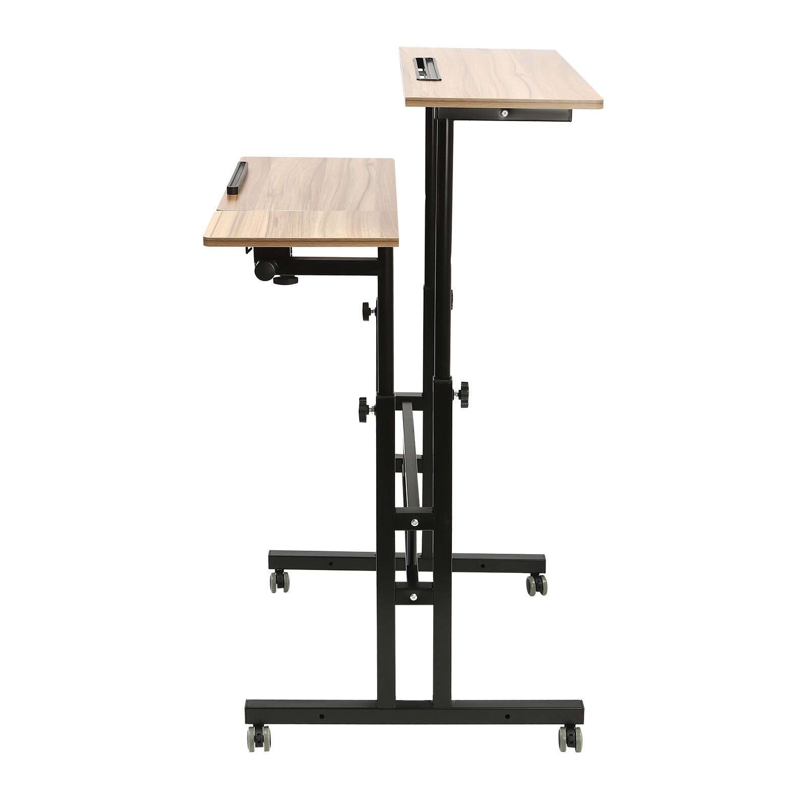 Iron-Brown Adjustable 8.5-49.5in High Rolling Laptop Cart Sit Desk W/ 4 Wheels