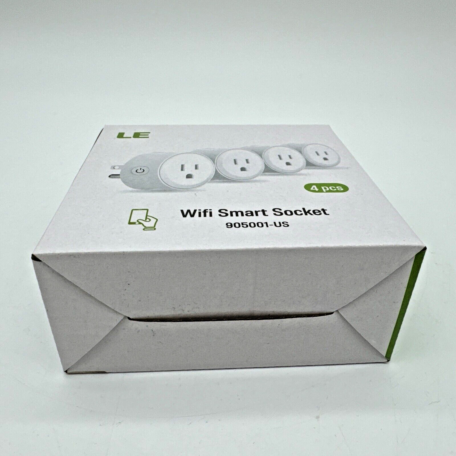 LE 4 Pack WiFi Smart Plug Socket Outlet APP Control Alexa Google White 905001-US