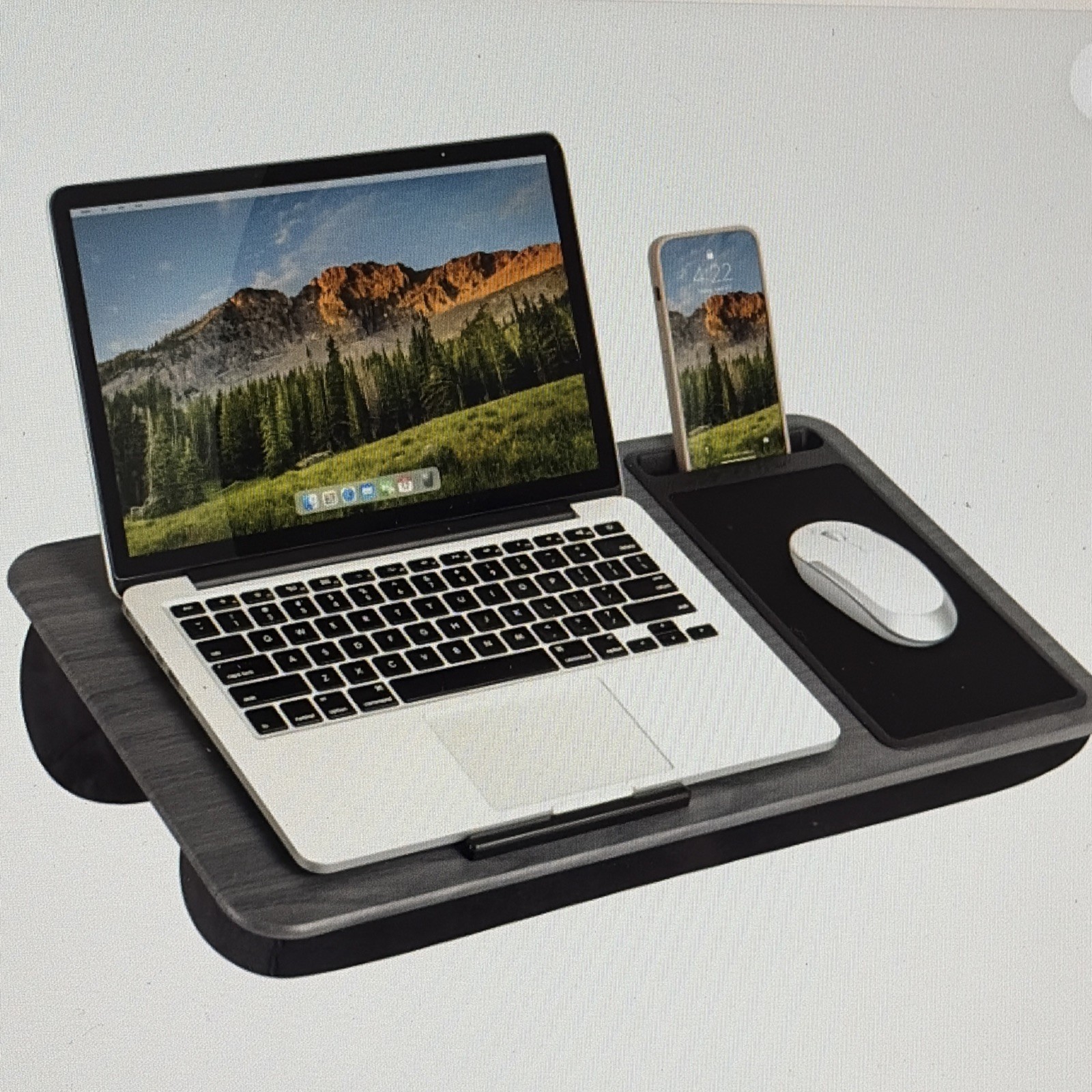LAPGEAR Woodgrain Lap Desk, Device Ledge, Mouse Pad  Phone Holder, Fits 15.6