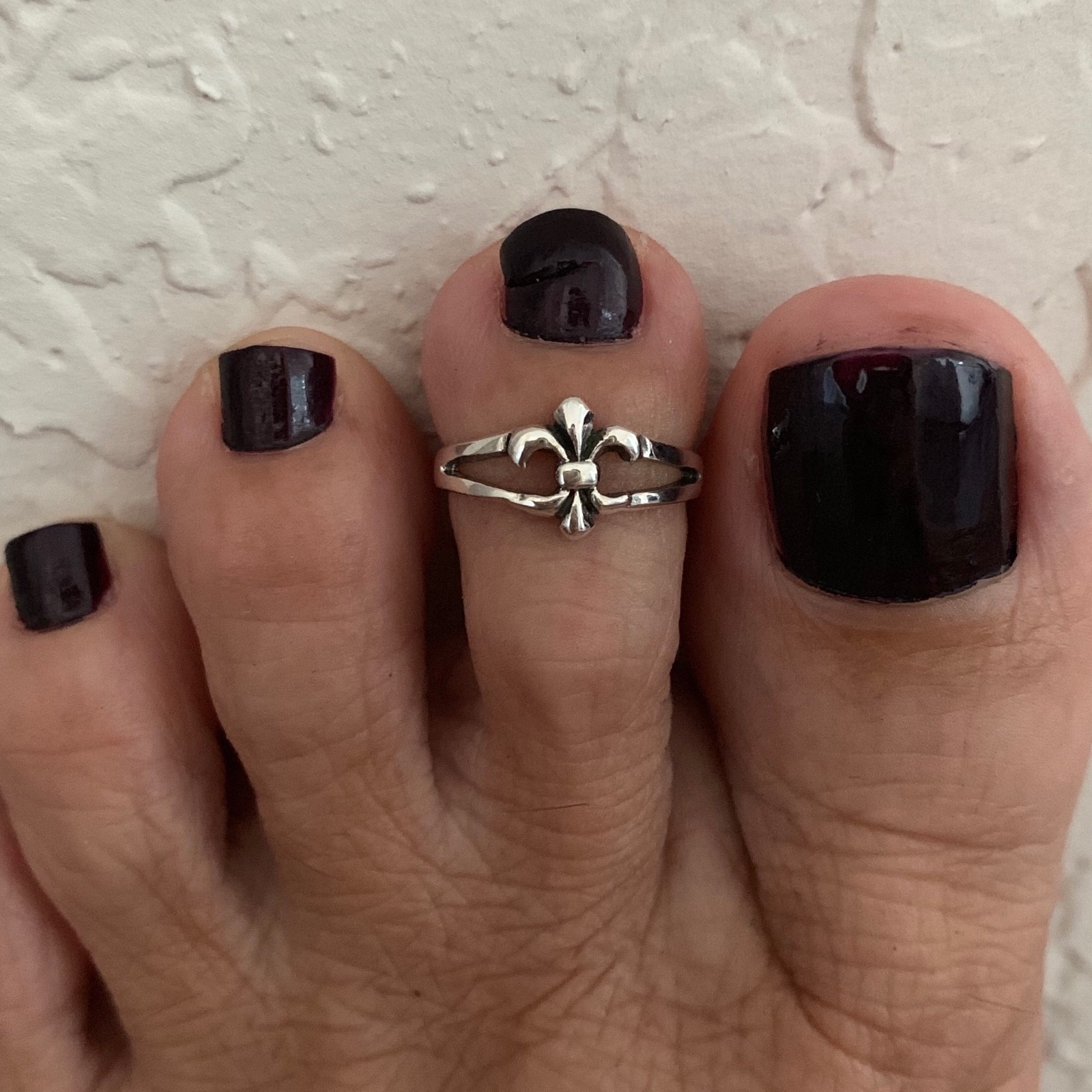 Sterling Silver Fleur De Lis Toe Ring, Silver Rings, Flower Ring, Saints Ring