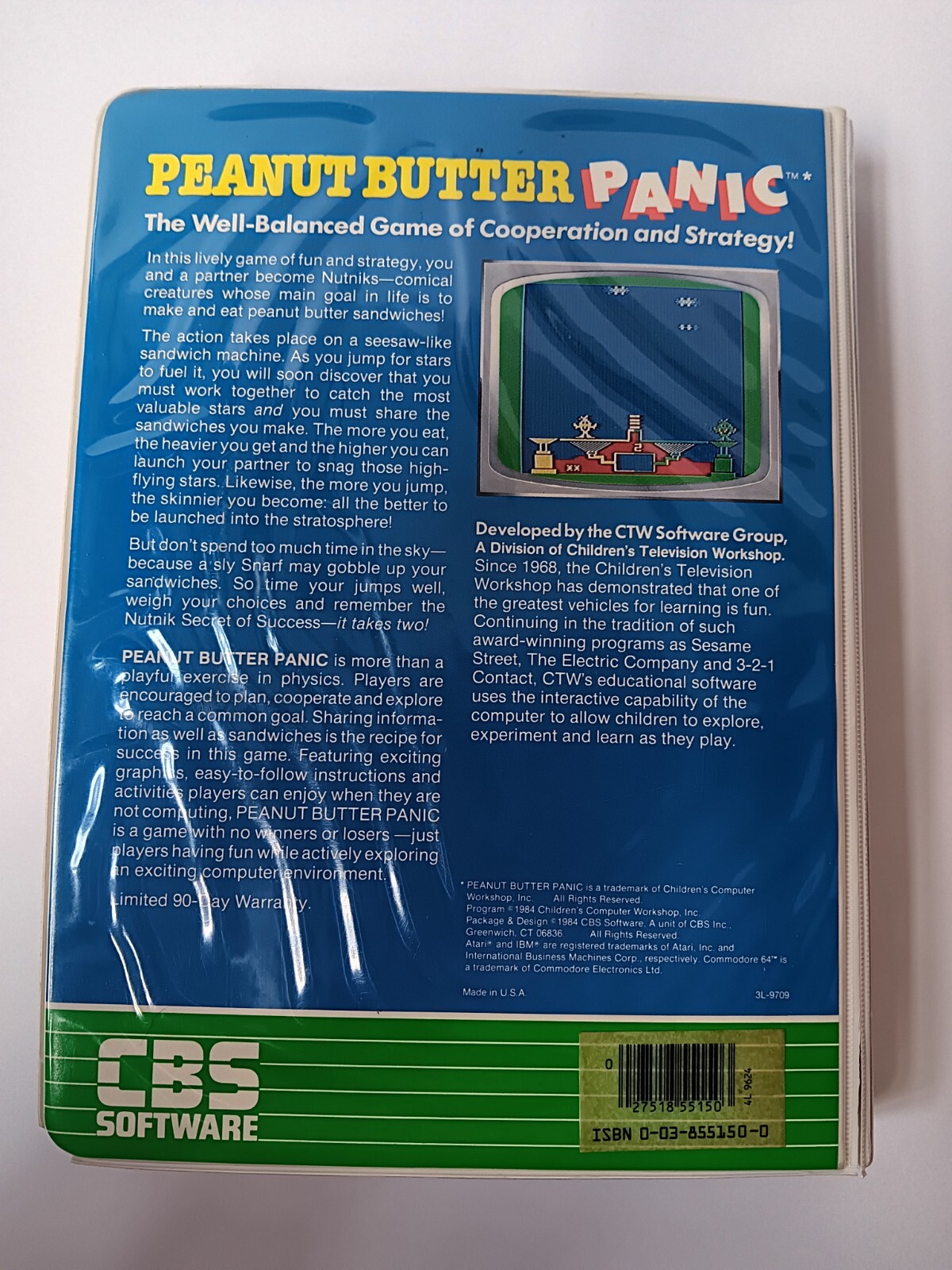 Commodore 64 Peanut Butter Panic Computer Game Cartridge Tested/Works