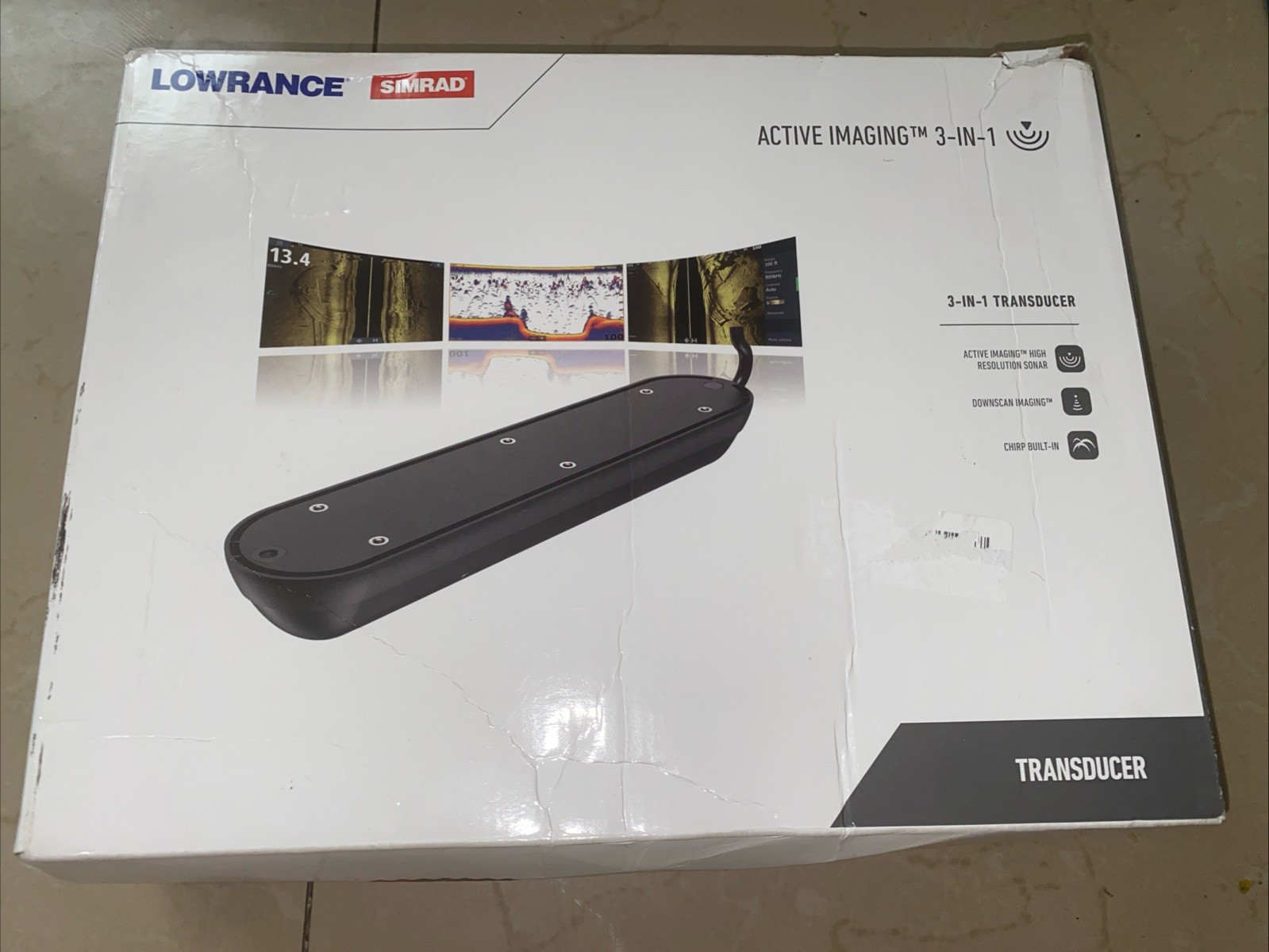 Lowrance Active Imaging 3-in-1 Transducer 6' Cable, Chirp, SideScan, DownScan