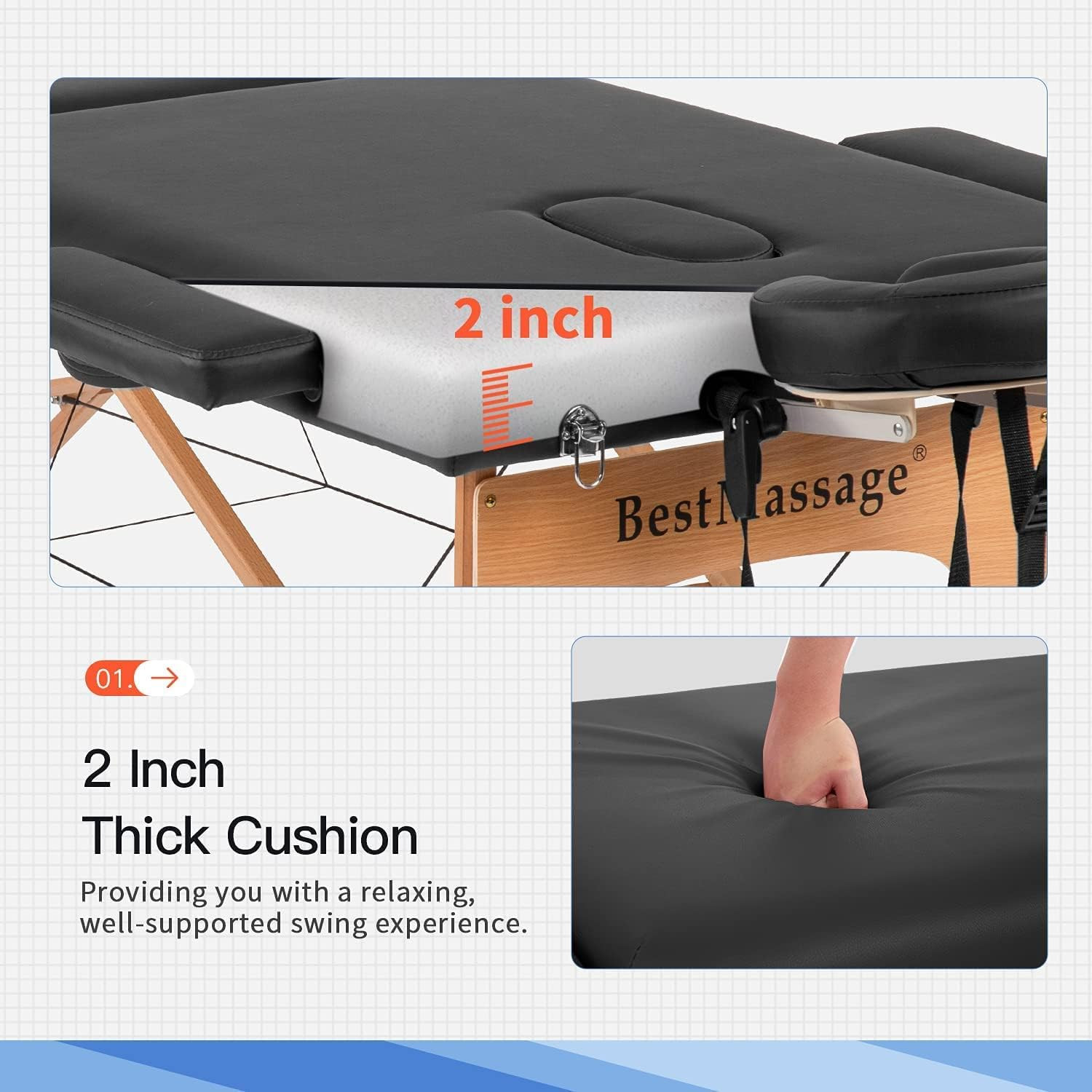 Massage Bed Portable Massage Table 28 Inch Wide Lash Bed Height Adjustable PU Le