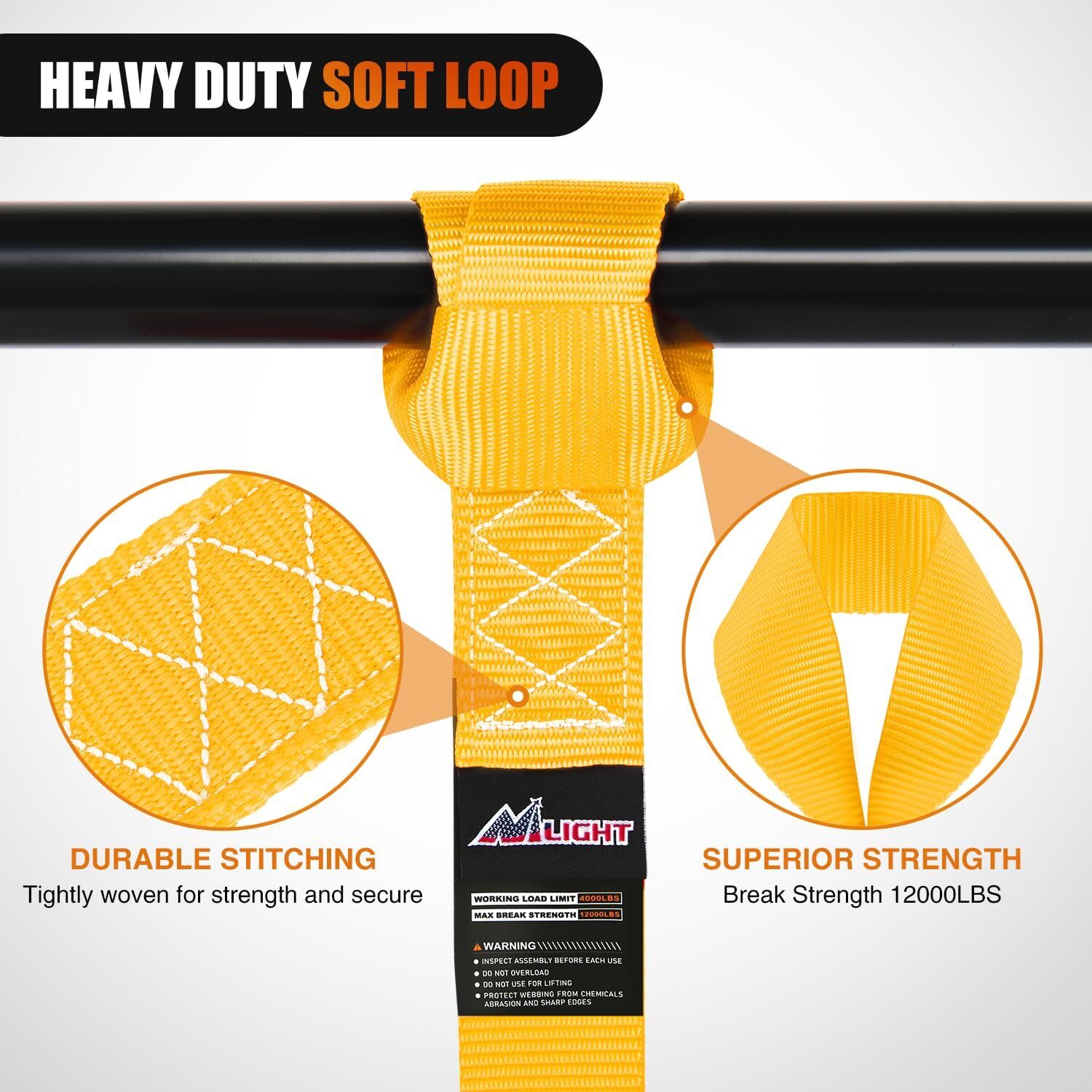 Nilight Motorcycle Tie Down Straps Max Break Strength 12000Lbs Yellow
